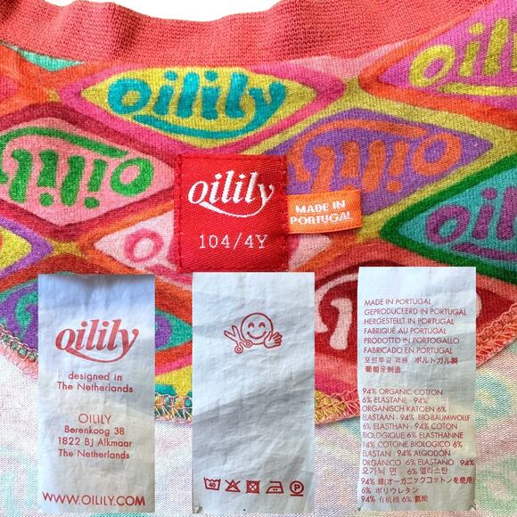 Oilily Organic Cotton Puff Sleeve Logo Dress and Scarf, Size 104 (4T), Orange - Picture 10 of 16